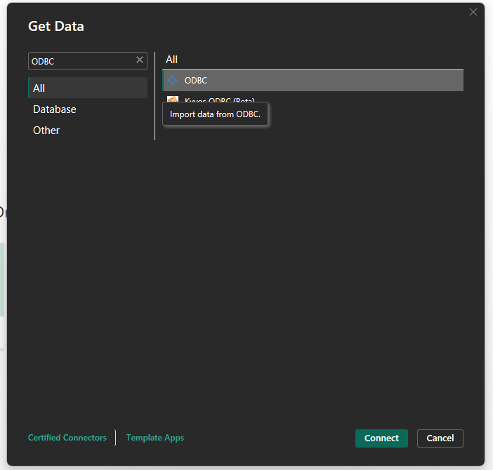 Power BI 获取数据 ODBC