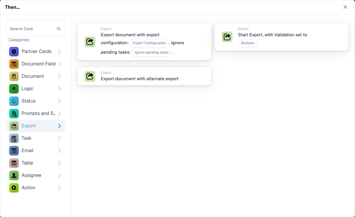 Workflow Builder 卡片类别