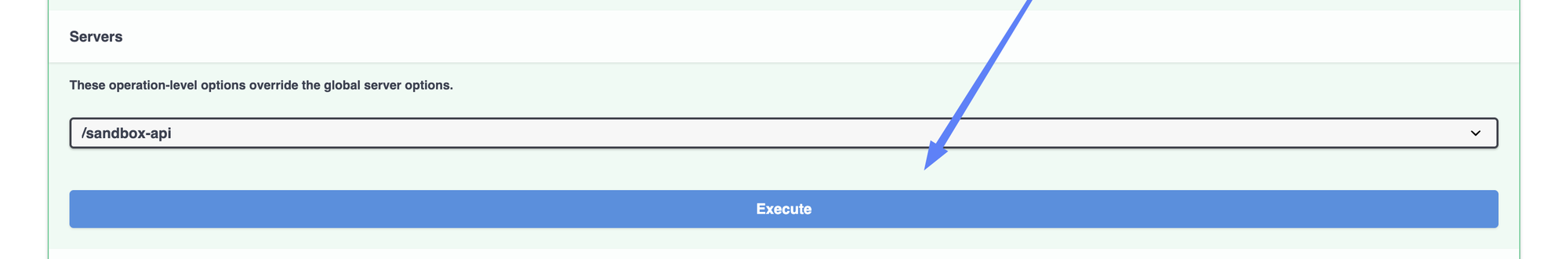 Servers 下拉菜单和 Execute 按钮