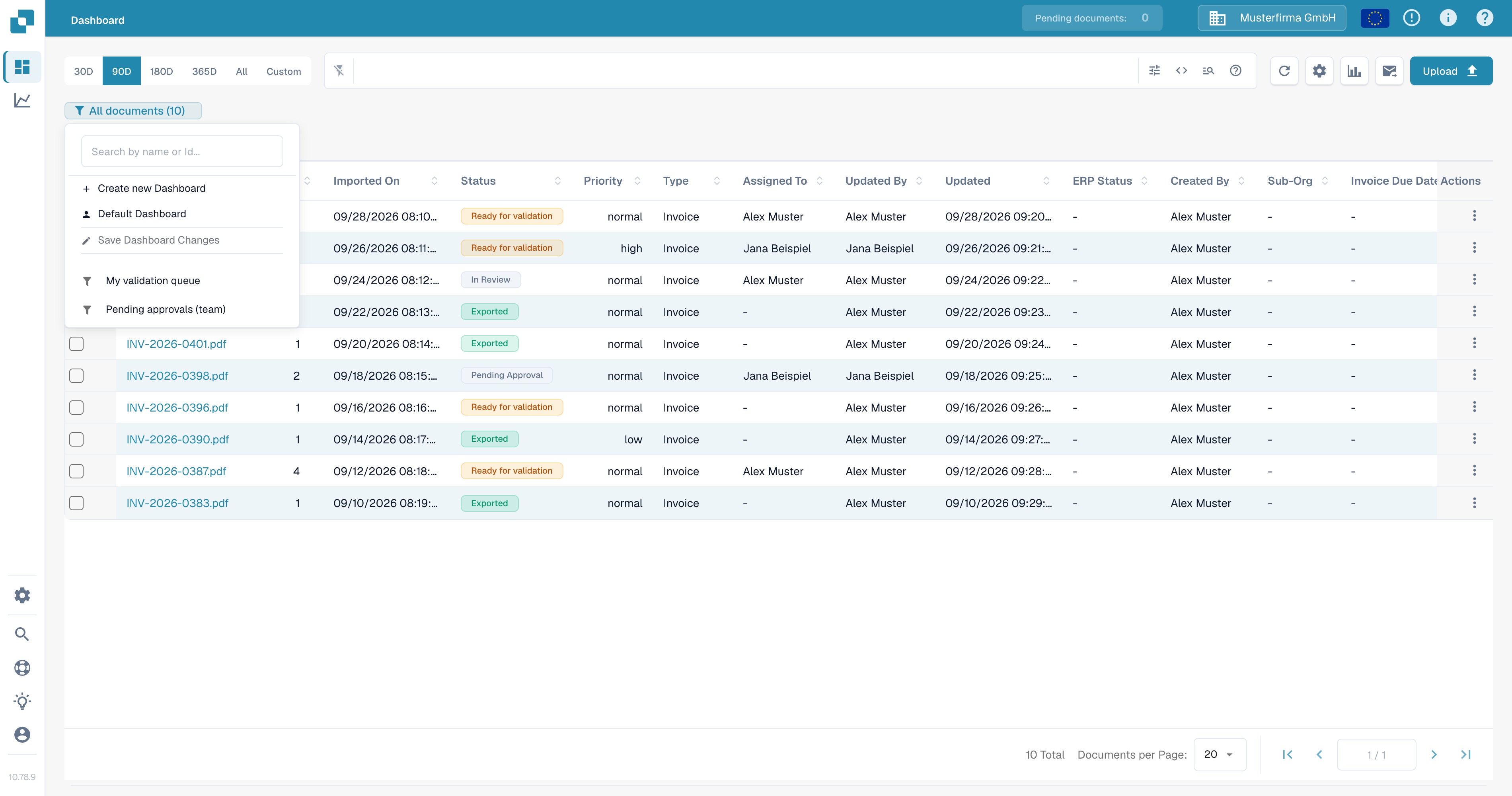 仪表板徽标菜单，包含 Create new Dashboard、Default Dashboard 和 Save Dashboard Changes