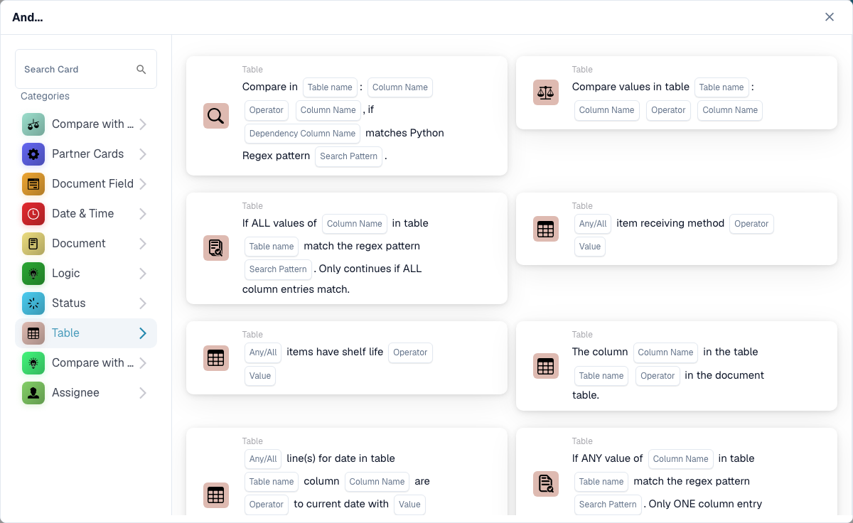 Workflow Builder 卡片类别